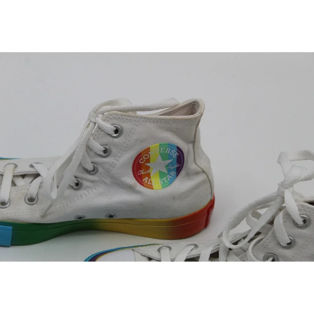 Converse Chuck Taylor All Star White Rainbow High Top Sneakers Womens Sz‎ 7